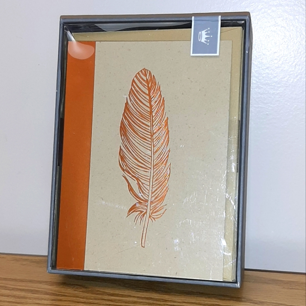 Hallmark Copper Feather Note Cards NWT